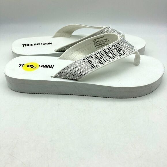 NWT True Religion Amayah Embellished White Sandals Size 9M - Picture 3 of 7